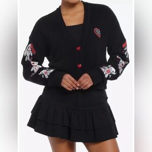 Social Collision Stitched Bunnies Girls Cardigan Size L